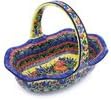 Polmedia Polish Pottery Basket with Handle UNIKAT - Splendid Morning Glow Pattern Handmade in Boleslawiec Poland by Ceramika Artystyczna + Certificate of Authenticity