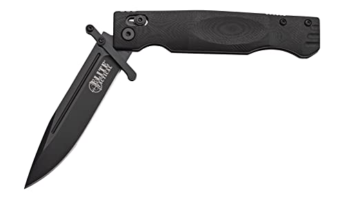 Elite Tactical - Manual Folding Knife W/ Rapid Lock - Guardsman - Fine Edge Drop Point Blade, D2 Steel, Ball Bearing Pivot, Retractable Guard, G10 Handle W/ Deep Carry Pocket Clip, Edc, Et-Fdr012Bk #TOP5