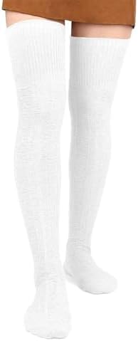 Moon Wood Overknees Strümpfe Damen Dicke Warme Thigh Highs Überkniestrümpfe | Gestrickte Oberschenkel Overknee Socken Bunt aus Baumwolle, Weiche Extra Lange Thermo Stiefel kniestrü