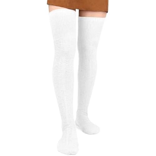 Moon Wood Women Thigh High Socks Extra Long Cotton Knit Warm Thick Tall Over the Knee Boot Stocking Leg Warmers Daily Cosplay