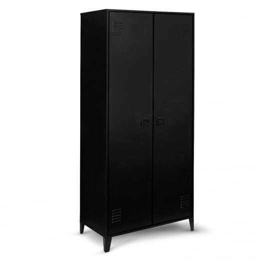IDMarket – Armario Ester 2 puertas metal negro diseño industrial