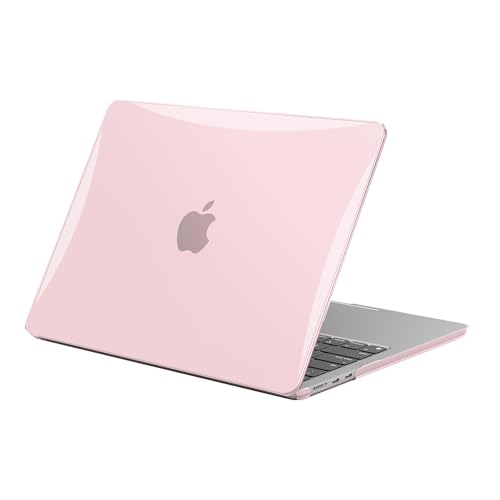 Image of EooCoo Case Compatible with MacBook Air 13 inch M4 2025 2024 2023 2022 M3 M2 A3240 A3113 A2681, Crystal Hard Scratch Resistant Protective Cover Compatible for MacBook Air 13.6 inch Case, Crystal Pink