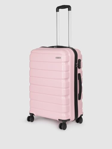 Image of Teakwood 65 CM Unisex Trolley Bag for Travel, Hard Cabin Trolley Large Travel Suitcase Bag, Lock System 360 Degree 8 Rotating Wheels (65 CM, Rose)