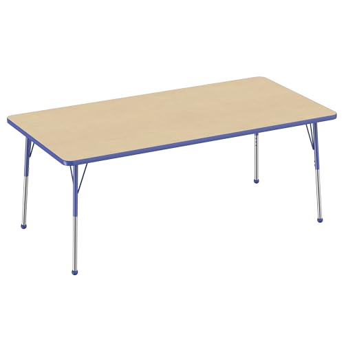 FDP 36" x 72" Rectangle Table with Ball Glide Legs - Maple/Blue