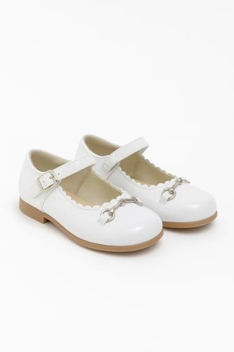 Girls Flat Mary Jane Shoes with Scallop Trim Flower Girl Communion Footwear3