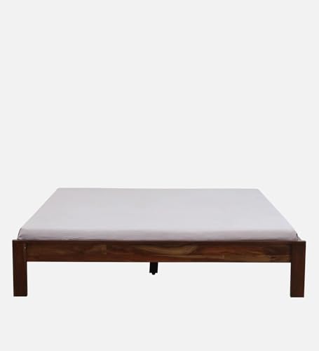 Image of Solid Sheesham Wood Queen Size Bed | Without Storagr Queen Size Bed | Living Room Bed Room Furniture | Bedroom Furniture | Office Furniture | Brown Colour |