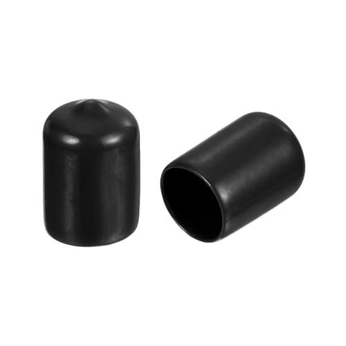 QUARKZMAN 100 Tapones de Goma Redondos 5/8' (15.5mm) Cubierta Negra de Vinilo Protectores de Rosca de Tornillo
