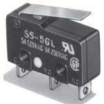 SS-01GL-E, Switch Snap Action N.O./N.C. SPDT Hinge Lever 0.1A 125VAC 30VDC 0.08N Screw Mount Solder (10 Items)