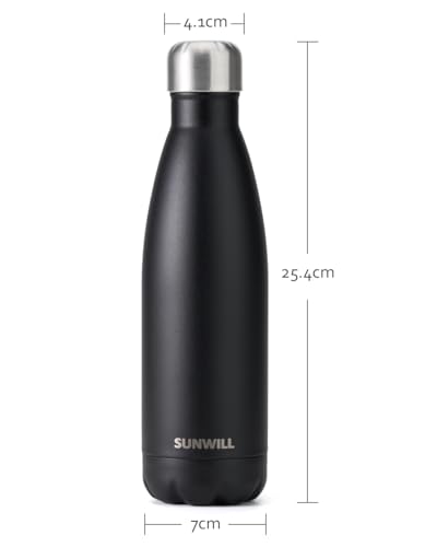 SUNWILL Metal Water Bottle Stainless Steel 500ml, Insulated Reusable Thermal Flask for Cold and Hot Drink, Travel, Sports, Gym - Image 5