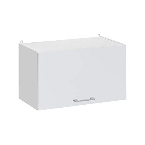 Cuisineandcie - Meuble Haut DE Cuisine ECO Blanc Brillant, Porte Relevable L 60cm + étagère- Meuble Cuisine Rangement, Meuble Cuisine, Armoire Cuisine