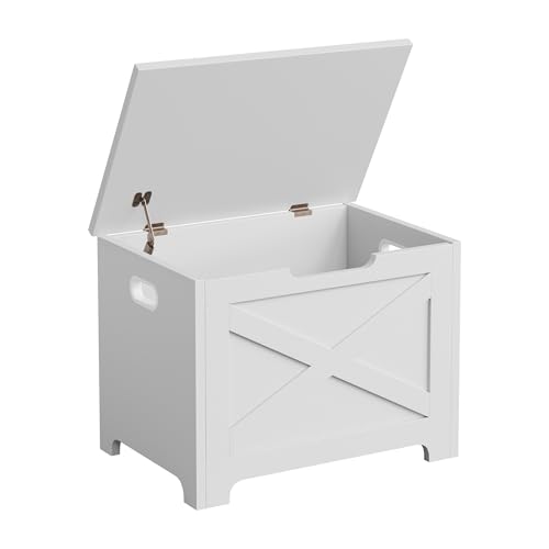 Garvee Banco Almacenaje De Mdf, Patas Estilizadas Con Patrón En X, Para Pasillo Dormitorio Salón, 60 40 45 Cm, Color Blanco Mate