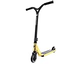 Este scooter pro tiene un manillar ergonómico con empuñaduras en forma de Y de acero lacado negro de 45.72 cm x barra de 55.88 cm, TC-G181 y doble abrazadera lacada negra. Ruedas rápidas con núcleo de aleación de 110 mm., rodamientos ABEC y freno trasero 3 tornillos.