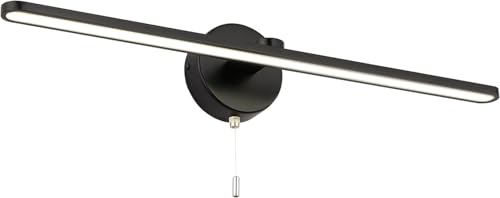 Popity home 24 Inch LED Vanity Light Bar, Modern Black Bathroom Vanity Light Fixture?Over Mirror sconces Wall Lighting, Wall Light Bar with 3000K/4000K/5000K Dimmable Pull Chain Switch On/Off