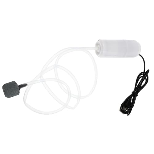 Veemoon Pompe à Oxygène USB pour Aquarium Rechargeable Petite Pompe à Air Portable Blanche à Bulles Stables pour Aquariums et Bassins D’intérieur