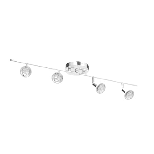 Qcyuui Modern 4-Light Track Lighting Kit, Flush Mount Wall/Ceiling Spot Lights Fixture, LED Track Lighting with Chrome Rotatable Light Head for Kitchen Living Room, 4ĆGU10 Bulb (Included)