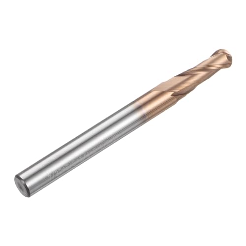 Image of HARFINGTON Ball Nose End Mill 2 Flute 7 /32 inch Diameter 1 /4 inch Shank Tungsten Carbide Uncoated Spiral CNC Router Bits 5 /8 inch Cutting Length Single End Ball Cutting Tool for Carving Engraving