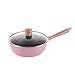 Nieszczelna patelnia wok ze szklanym pokrywką głęboką mieszanie Fry PAN Powłoka nie-kije do wszystkich typów płytowych, w tym indukcja, gotować z niewielką do żadnego oleju, (28 cm),20cm pink stamped