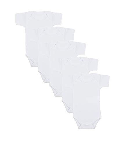 Body Bebê Manga Curta Branco Kit 5 Peças Roupinha de Bebê 100% Algodão (G)