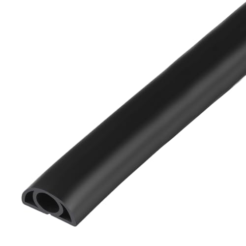 Canaleta protectora y ocultadora de cables de PVC negro, 16 m / 52,5 pies, resistente y cortable, con cinta adhesiva y retardante de llama para salas de servidores, aeropuertos, hospitales, PC y hogar miniatura 1