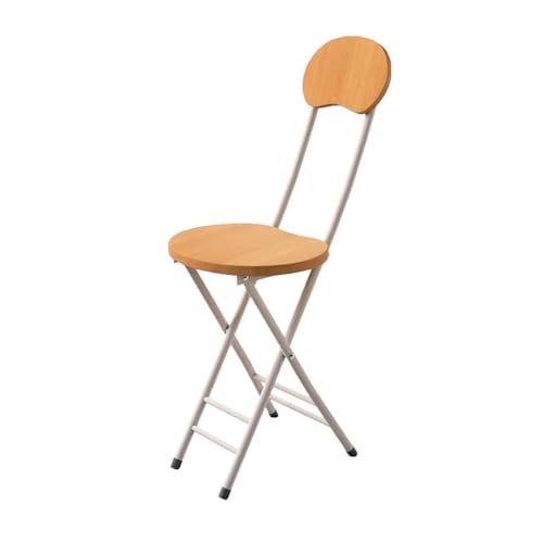 Eqvexd Folding Chair,Round Folding Stool,White Folding Chairs,with backrest Home Dining Chair,Training Chair,Simple Computer Chair,Student Dormitory Chair,Bamboo Pattern Color