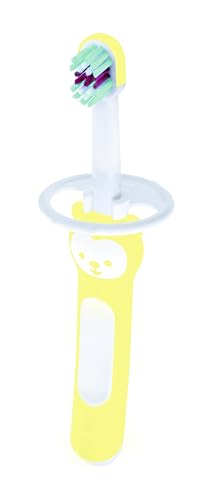 MAM Cepillo de Dientes para Bebé, Mango Compacto, Ergonómico y Antideslizante, Ideal para Primeros Dientes, con Protector de Seguridad, Cabezal Pequeño y Cerdas Extra Suaves, Neutro, Pack de 1