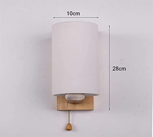 Aplique de pared LED de madera para dormitorio con interruptor de tirador y tulipa 6
