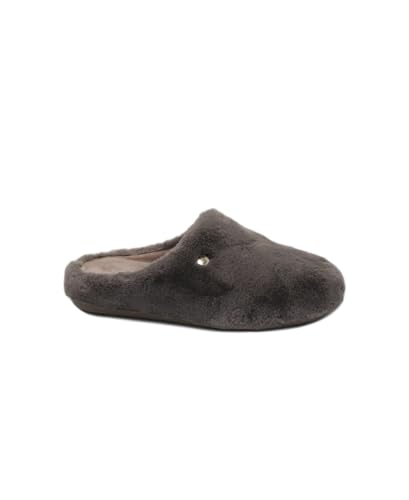 Chaussons femme taupe Grunland Gaga en tissu doux pour un confort quotidien
