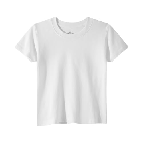 Cadidi Dinos Boys Girls 100% Cotton Short Sleeve Shirts Solid White T-Shirts Size 18-24 Months