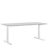  Beliani Escritorio Ajustable manualmente Tablero Gris Estructura de Acero con Recubrimiento de Polvo Blanco 180 x 80 cm Moderno Destin II