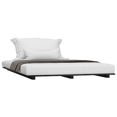 vidaXL Cama de Pino Negro 135x190 cm