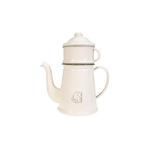 Nordisk Madam Bla Coffee Pot 1.5 L Beige - Robuste rostbeständige Retro Emaille Kaffeekanne Cover