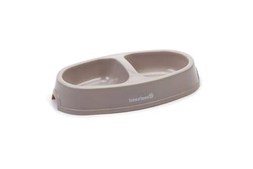 Beeztees - Double gamelle chat - plastique - beige - 2 x 0,15 l