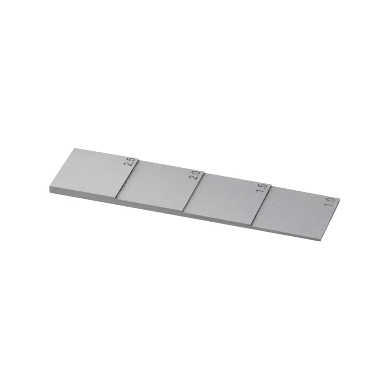 Bloque de calibración de 4 pasos para medidor ultrasónico de espesores, material acero 1018, con espesores de 1 mm, 1,5 mm, 2 mm y 2,5 mm miniatura 1