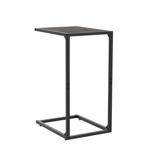 C Shaped End Table Set of 2, Snack Side Table, C Tables for Couch, Couch Tables That Slide Under, for Living Room, Bedroom, Gray