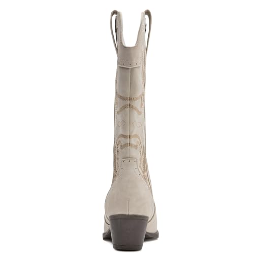Image of SelRoys Cowboy Boots for Women Cowgirl Mid Calf Western Boots Embroidered Stitched Pointed Toe Chunky Block Heel Brown Red Black US5-11
