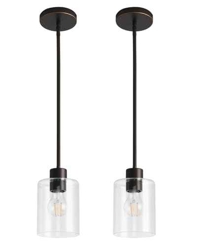 KLSS 2 Pack Brown and Gold Pendant Lights for Kitchen