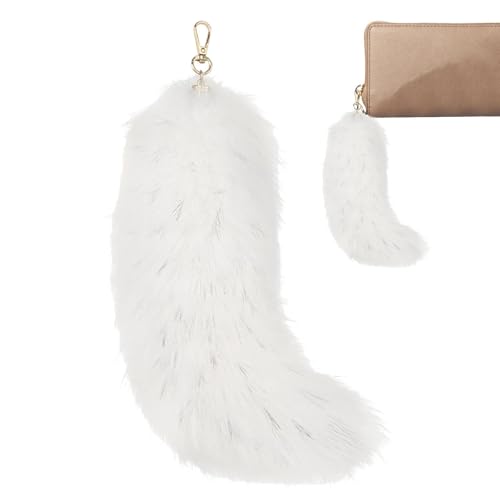 Llavero para colas peludas, llavero suave y peludo de 9 pulgadas, bolsa de borlas, juguete de cosplay realista, llavero de anillo de borla, bolsa de cola de animal de peluche suave para cosplay