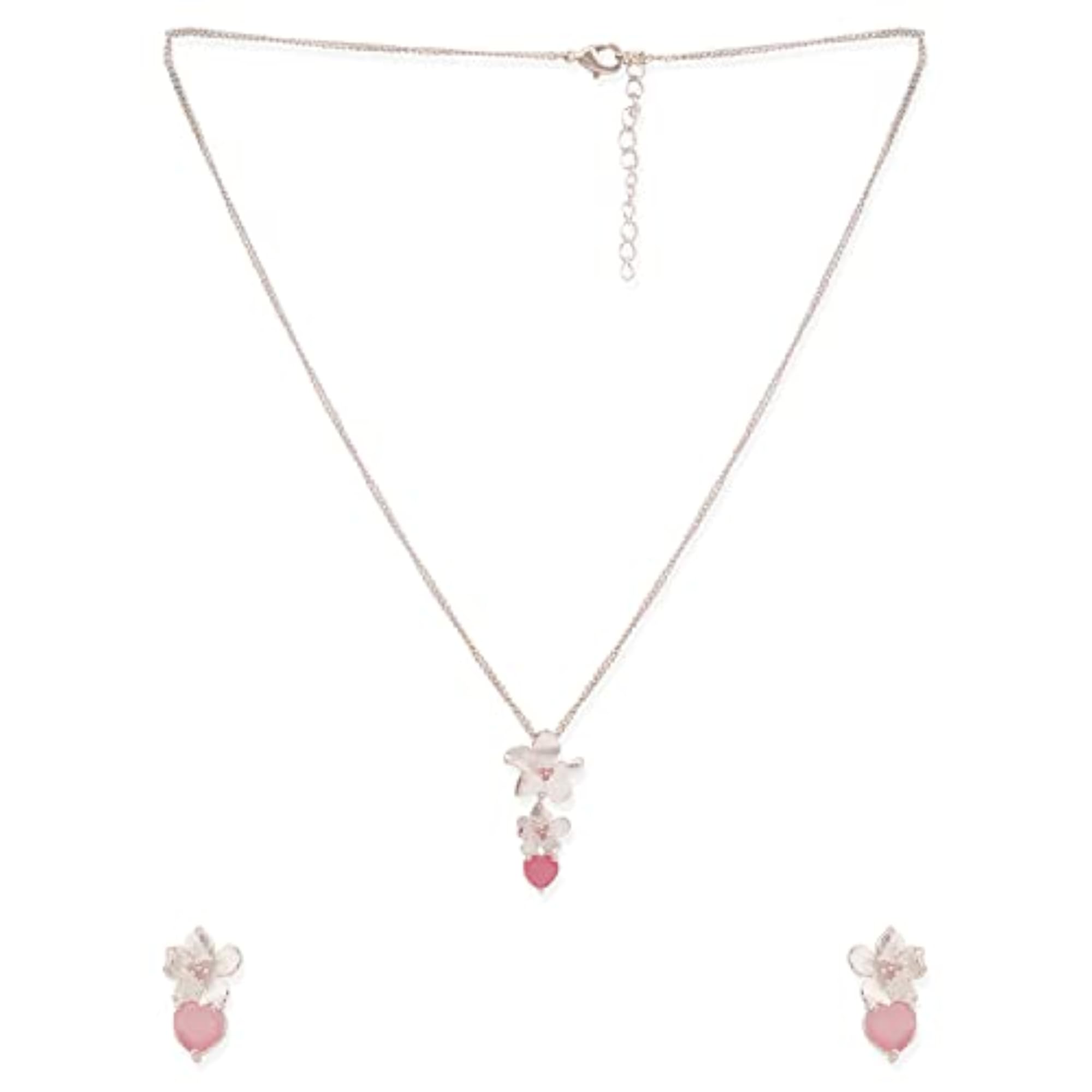 Floral Pendant Set with Paradise Plated Finish