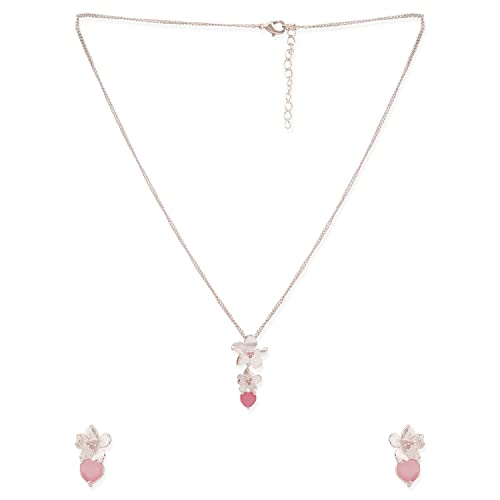 Floral Pendant Set with Paradise Plated Finish