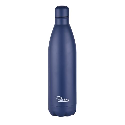 OTTO KONING Botella Térmica de Agua Acero Inoxidable 1 Litro Doble Pared | Aislamiento al vacío mantiene calor 12h y frío 24h, tapa hermética antigoteo, acero inoxidable 18/8 libre de BPA