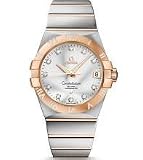 Omega Constellation Silver Dial Rose Gold and Steel Diamond Mens Watch