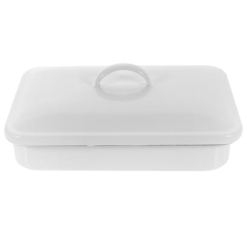 BESTOMZ Bandeja para Hornear Esmaltada Cuadrada 30x20 Cm Tapa, Bandeja de Cocina Antiadherente, Plato para Servir Alimentos, Utensilio Resistente para Horno y Almacenaje