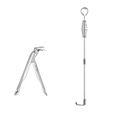 BEZANO Stainless Steel Grill Grate Lifter Gripper and Ash Tool Grill Accessories Works for Big Green Egg Primo Grill Dome Kamado Joe Charcoal Grill Smoker (GG+at)