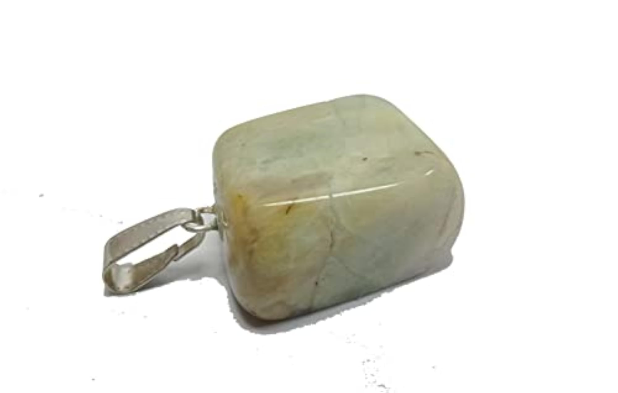 Aquamarine Tumbled Round Shape Crystal Pendant Necklace