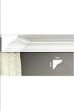 Styrofoam Cornice Molding Trim 12x12cm 4 Meters White Decorative Ceiling Border Classic Style Home Improvement 2 Pieces - White, 5x5 inch