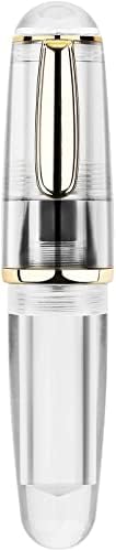 Asvine Majohn Q1 Clear Mini Eyedropper Fountain Pen, Resin Short Pocket Pen, Iridium Extra Fine Nib Large Capacity Writing Pen Case Set