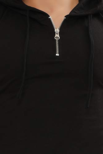 Image of Men's Solid Half Zipper Hooded Sleeveless T-Shirt