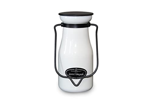 Milkhouse Candle Company, Jasmine & Honeysuckle, Creamery Collection, Scented Soy Candle: Pint-sized Milkbottle Jar, 8 Ounce