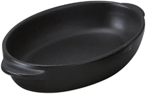 Set of 10 Gratin Dish, Black Oval Gratin Large, 9.3 x 5.2 x 1.6 inches (23.5 x 13.2 x 4.1 cm), Heat Resistant, Western Tableware, Cafe, Restaurant, Coffee, Commercial Use, Hotel