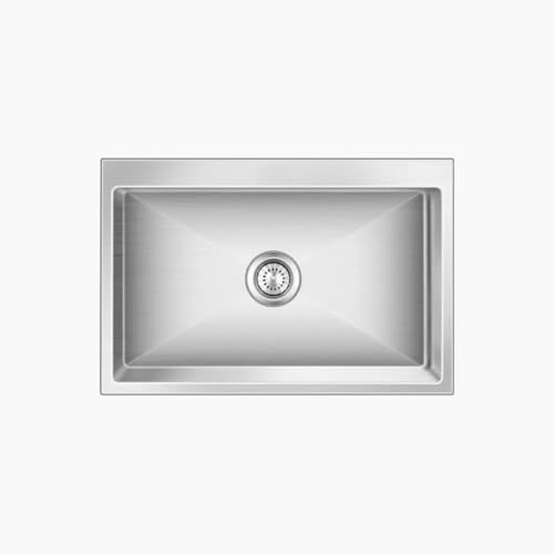 Image of Nirali Kitchen Sink Square 27 inchx21 inchx9 inch Morgan | 304 Grade Stainless Steel | Handmade Single Bowl Sink with Waste Coupling | 25 Yrs Warranty on Product by Brand (Morgan 27x21)